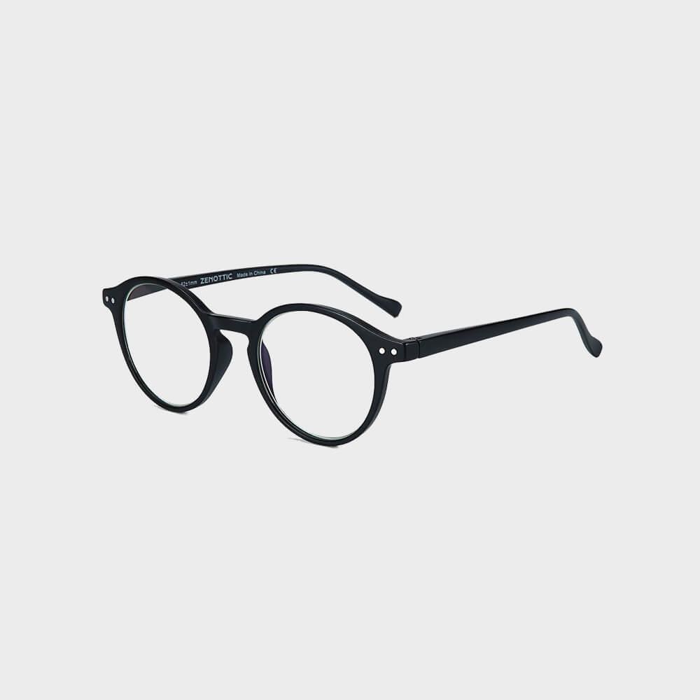 Hipster blue light brille med styrke i sort stel