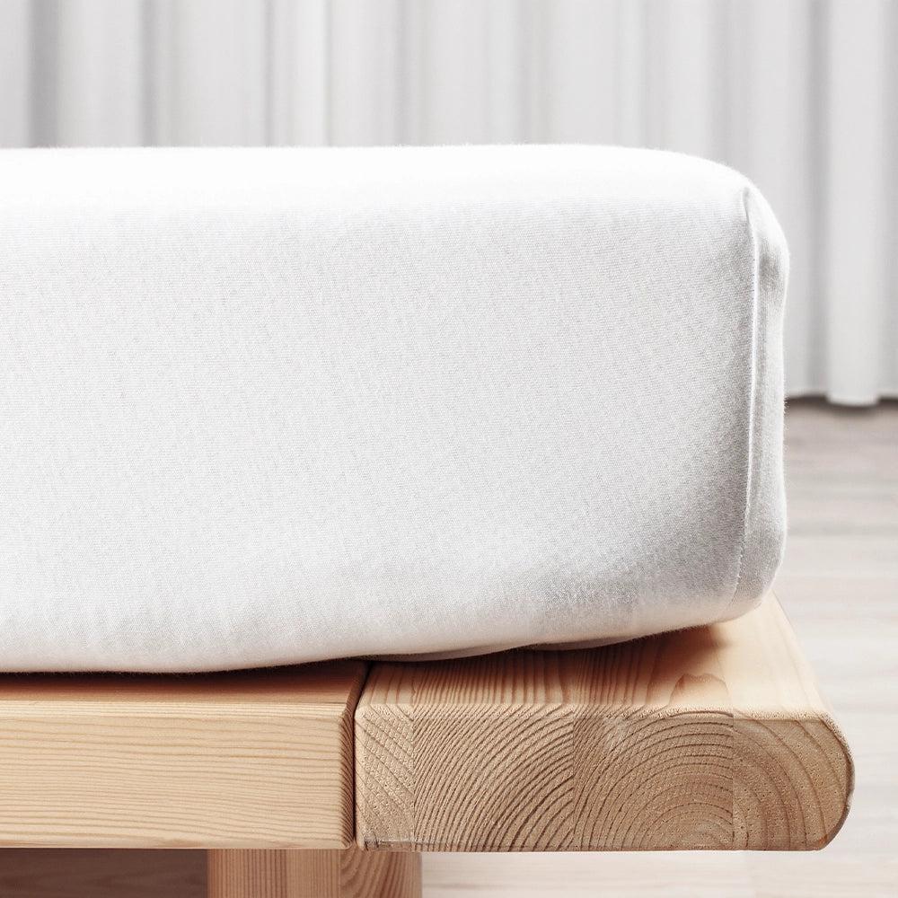 Kisana økologisk boxlagen i jersey bomuld – hvid, 180x200x35 cm, GOTS-certificeret