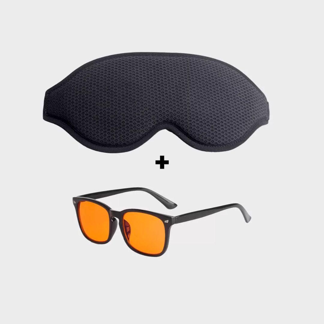 Super Sovemaske 2.0 bundlet med Blue Light Brille Night i sort